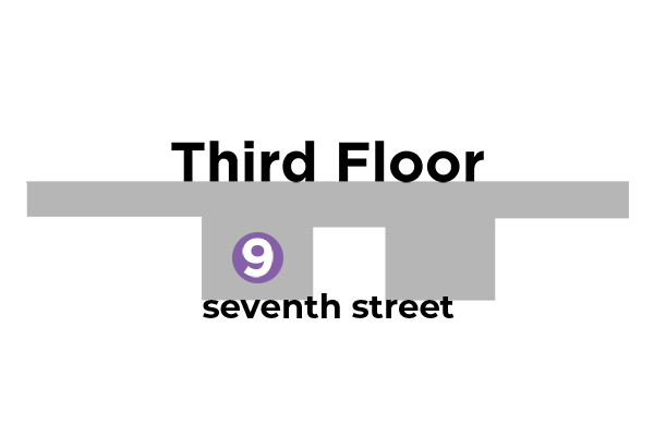 a map of the benedum center third floor, which includes stop 9 on the tour