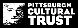Pittsburgh Cultural Trust logo with white letters and a black background