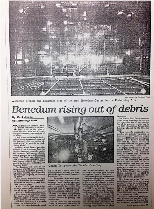 Benedum Center Pittsburgh Press article