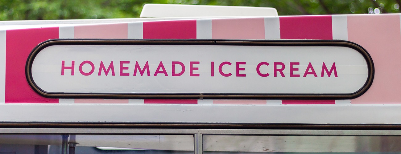 a sign advertising homemade ice cream