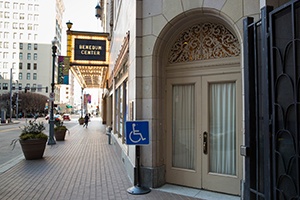 accessible entrance to the Benedum Center with signage