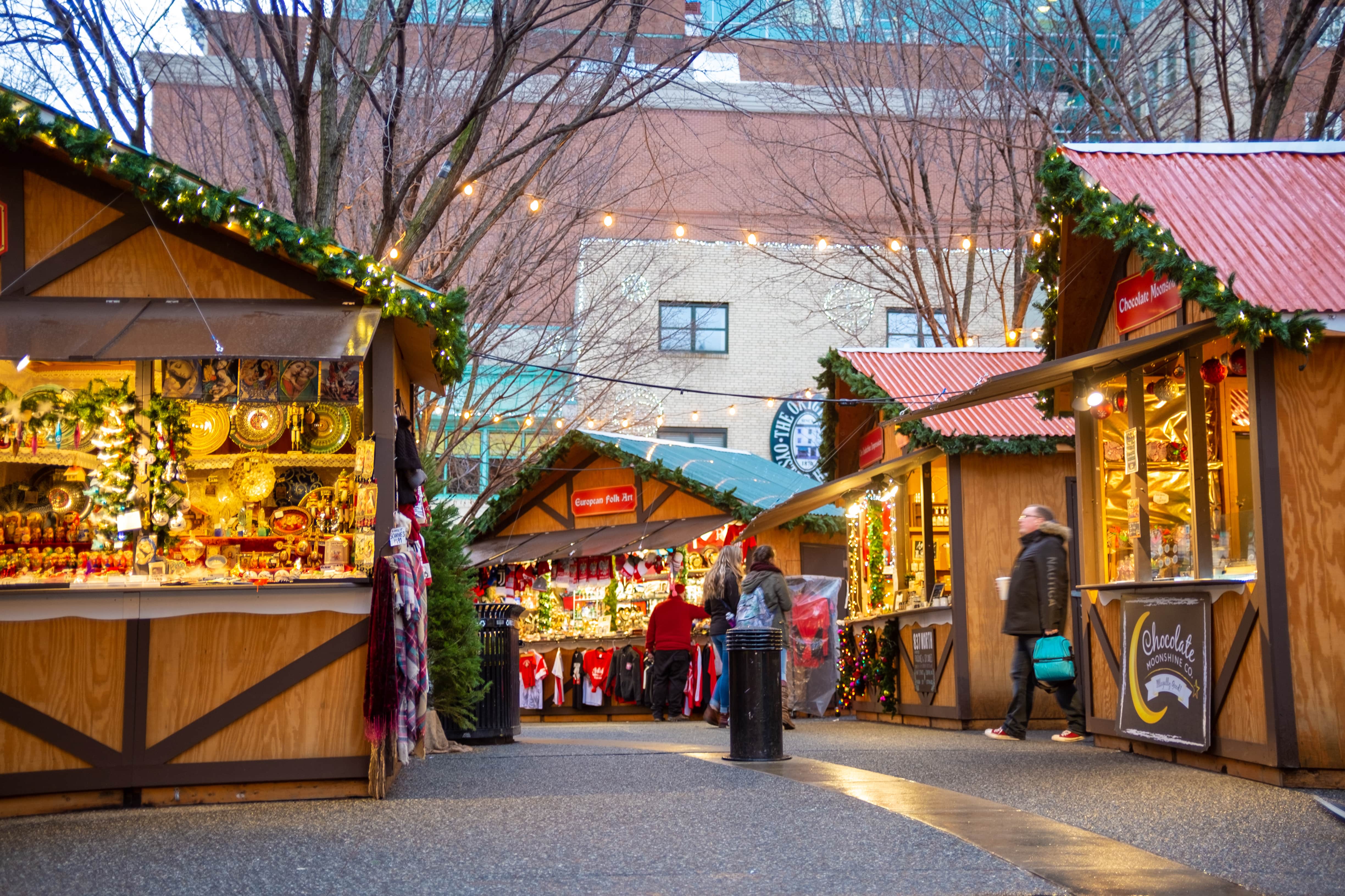 Shop booths at Peoples Gas Holiday Market