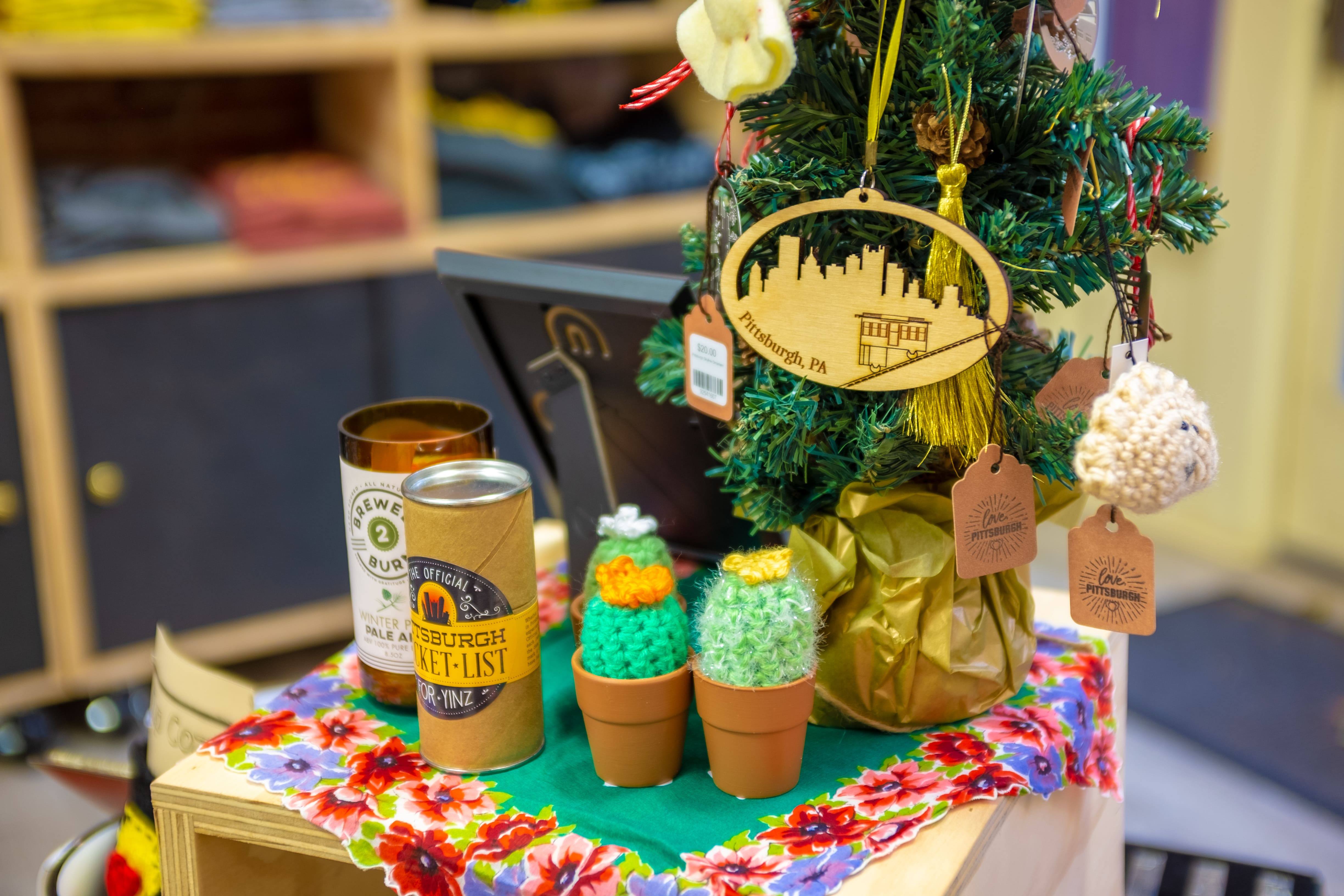 Close up photo of holiday trinkets at love, Pittsburgh