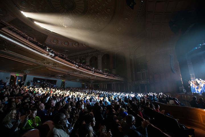 a wide shot of a full house at the benedum center
