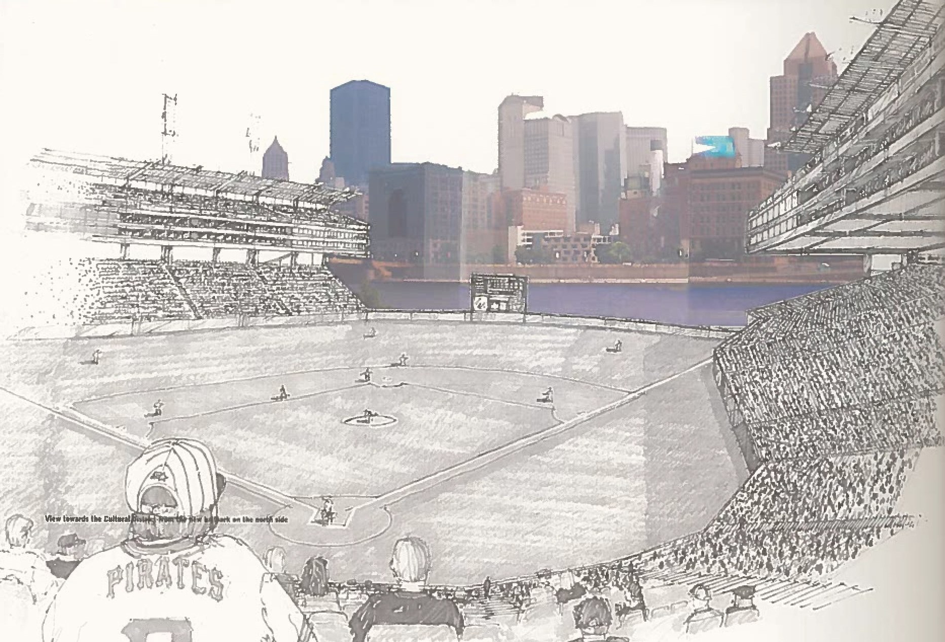 original sketch of Sign of Light as viewed from PNC Park