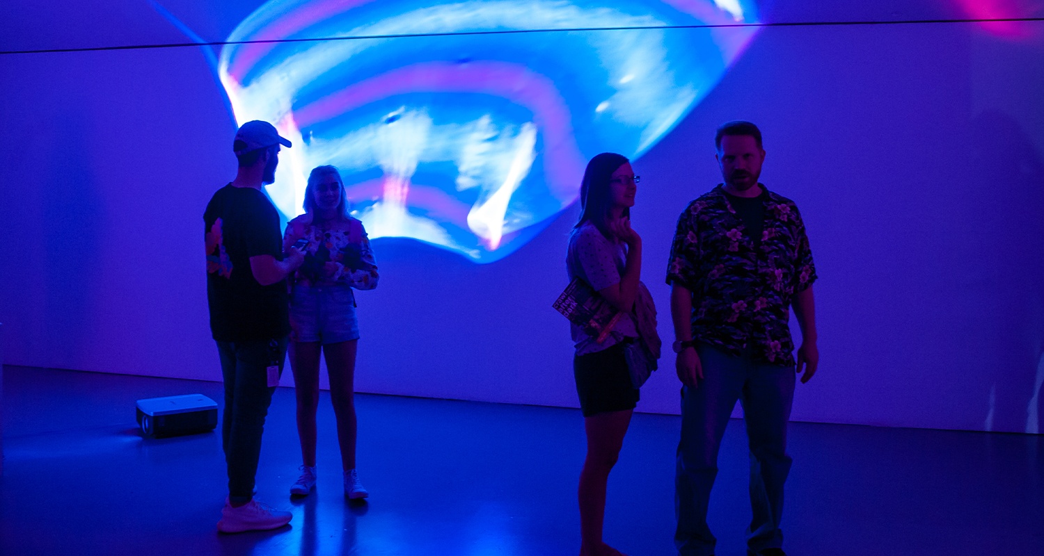 Audiences enjoying an installation at Wood Street Galleries