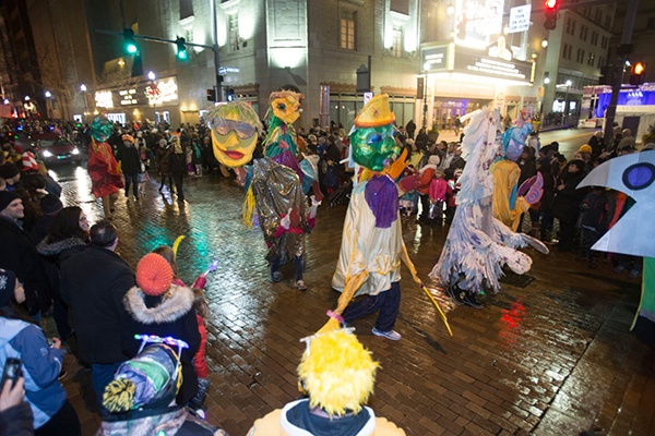New Year's Eve parade featuring giant puppets at Highmark First Night Pittsburgh