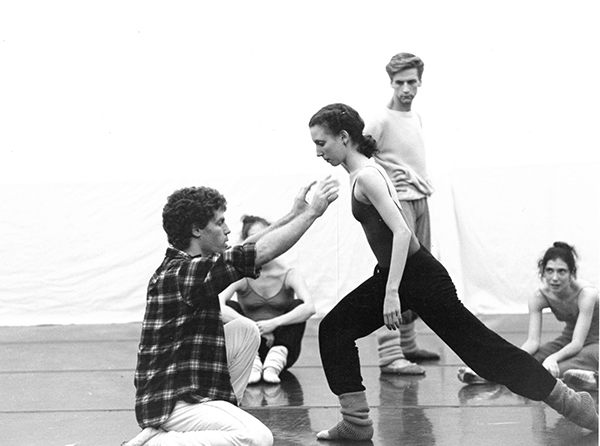 Tabula Rasa rehearsal in 1986. Ohad Naharin, seated, Holly Baroway, dancer