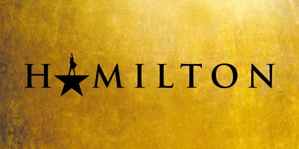 The Hamilton logo on top of a gold background