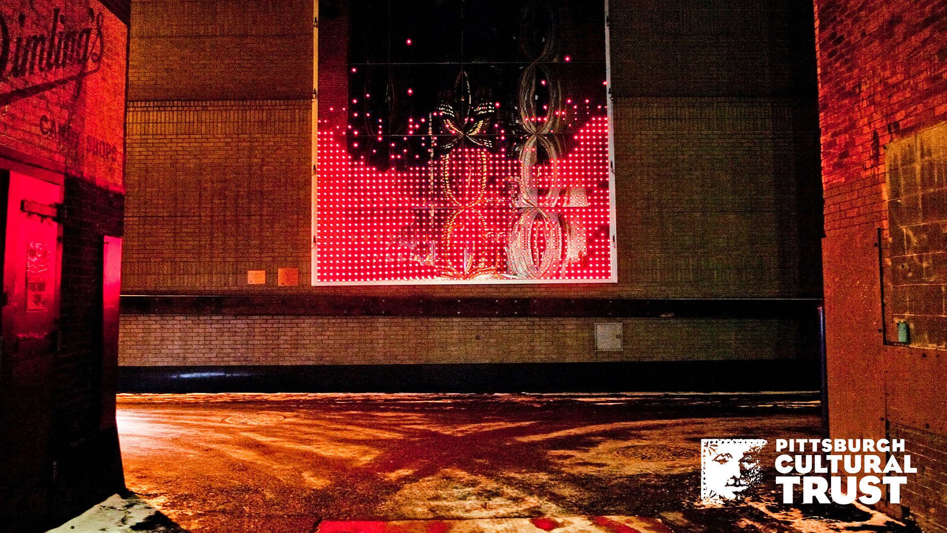 a zoom background of the cell phone disco public art installation