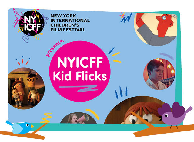 a poster for the new york international children's film festival that shows circles with film screenshots inside of them. the nyicff logo is at the center of the image