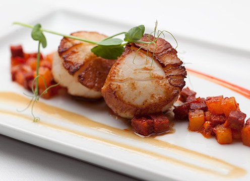 scallops on a plate at Olive or Twist