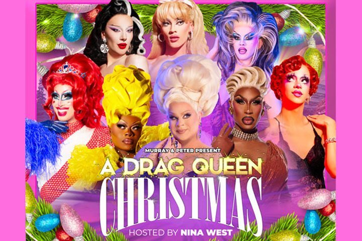 Hot pink poster with eight drag queens